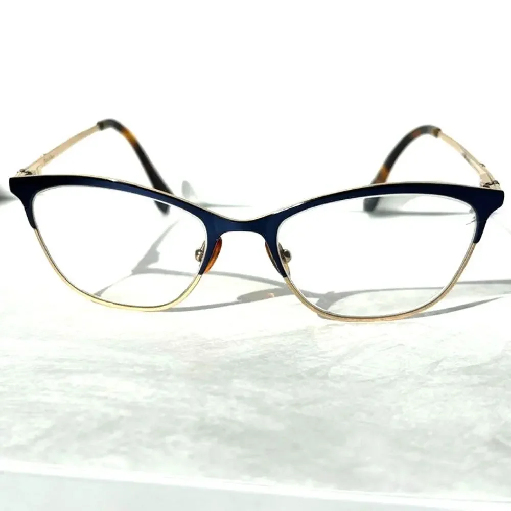 Lilly Pulitzer Women's Cat Eye Blue & Gold Reading Glasses - Chic Eyewear